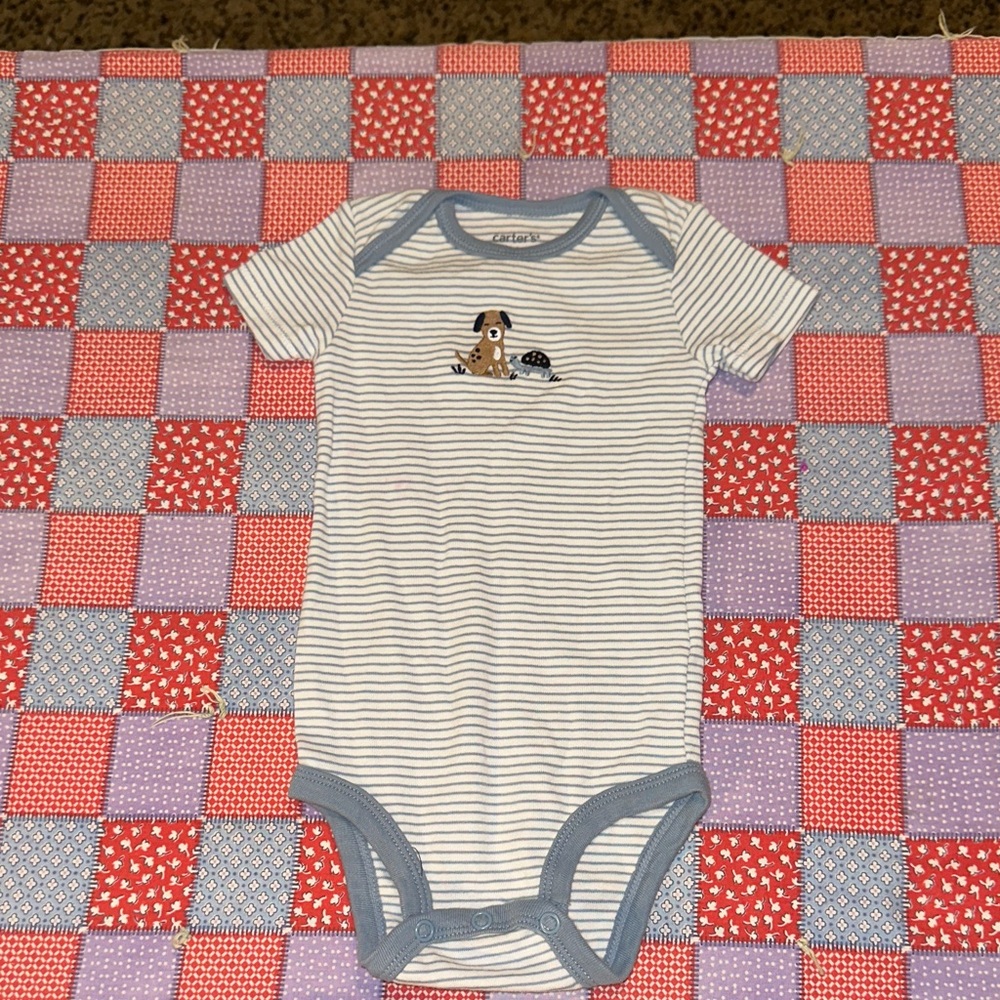 Carter's Blue and White Striped Onesie